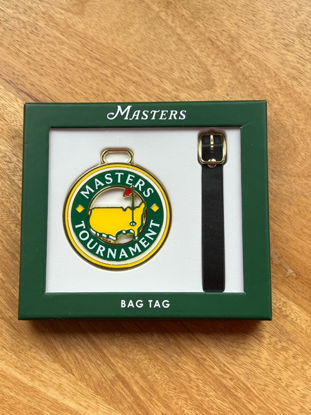 Masters Green and Yellow Tournament Bag Tag with Black Strap